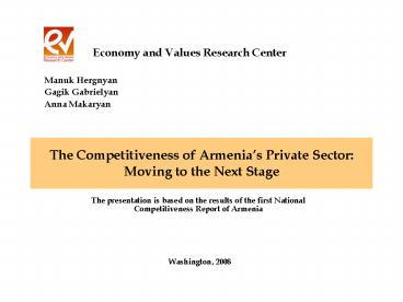 The Competitiveness of Armenia