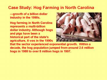 Case Study: Hog Farming in North Carolina