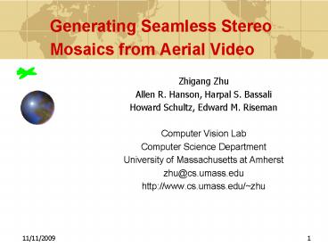 Generating Seamless Stereo Mosaics from Aerial Video