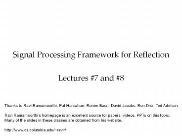 Signal Processing Framework for Reflection