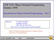 COP 3330: Object-Oriented Programming
