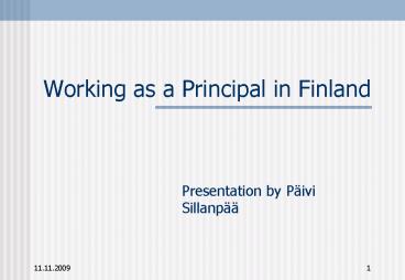 Working as a Principal in Finland