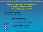 Electronic Portfolio Approaches to Support Development of