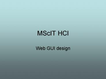 MScIT HCI