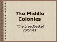 The Middle Colonies PowerPoint PPT Presentation