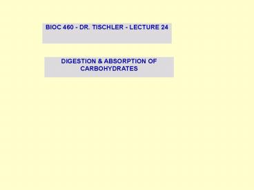 BIOC 460 - DR. TISCHLER - LECTURE 24