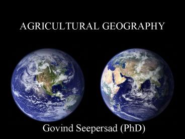 AGRICULTURAL GEOGRAPHY