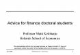 Advice for finance doctoral students PowerPoint PPT Presentation