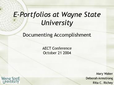 EPortfolios at Wayne State University