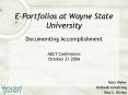 EPortfolios at Wayne State University PowerPoint PPT Presentation