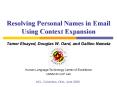 Resolving Personal Names in Email Using Context Expansion PowerPoint PPT Presentation