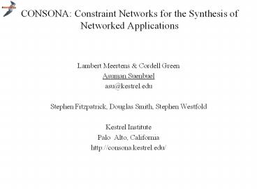 CONSONA: Constraint Networks for the Synthesis of Networked Applications