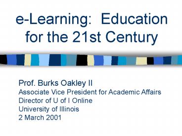 eLearning: Education for the 21st Century