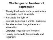 Challenges to freedom of expression