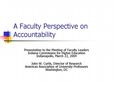 A Faculty Perspective on Accountability