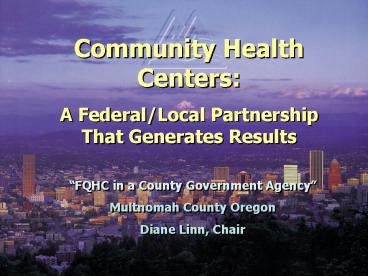 Community Health Centers: