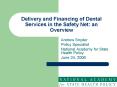 Delivery and Financing of Dental Services in the Safety Net: an Overview PowerPoint PPT Presentation