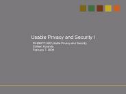 05-899/17-500 Usable Privacy and Security