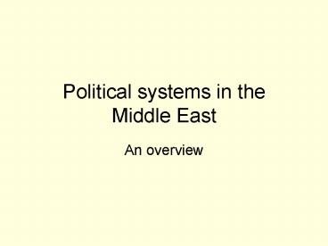 Political systems in the Middle East