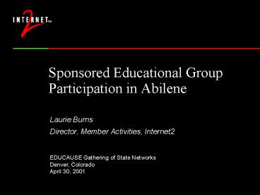 Sponsored Educational Group Participation in Abilene