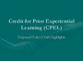 Credit for Prior Experiential Learning (CPEL) PowerPoint PPT Presentation