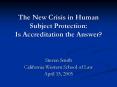 The New Crisis in Human Subject Protection: Is Accreditation the Answer PowerPoint PPT Presentation