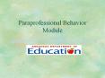 Paraprofessional Behavior Module PowerPoint PPT Presentation