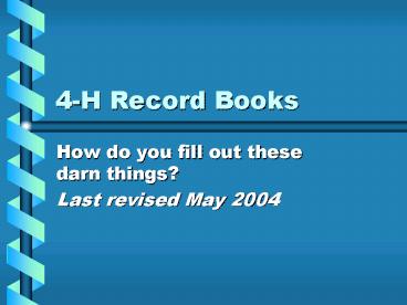 4H Record Books