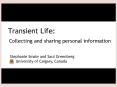 Transient Life: PowerPoint PPT Presentation