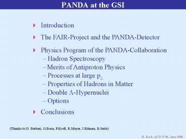 PANDA at the GSI