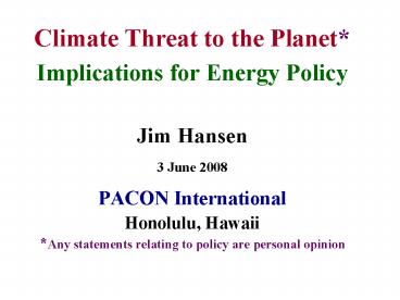 Global Warming Status