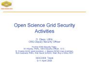 Open Science Grid Security Activities