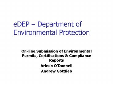 eDEP Department of Environmental Protection