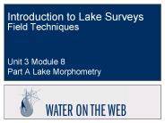 Introduction to Lake Surveys Field Techniques