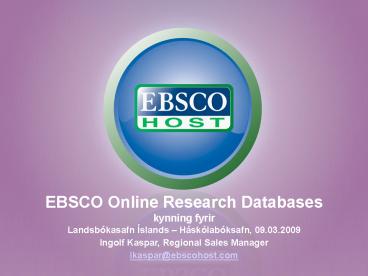 EBSCO Online Research Databases