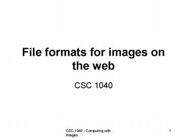 File formats for images on the web