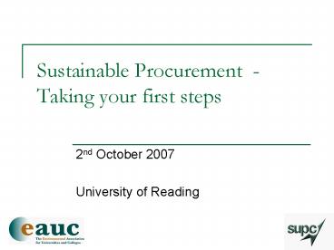 Sustainable Procurement - Taking your first steps