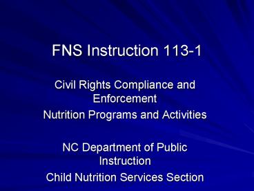 FNS Instruction 1131