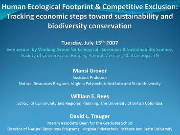 Human Ecological Footprint