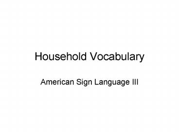 Household Vocabulary
