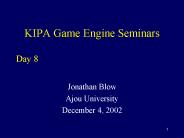 KIPA Game Engine Seminars