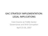 GAC STRATEGY IMPLEMENTATION: LEGAL IMPLICATIONS