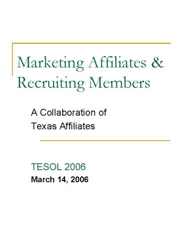 Marketing Affiliates