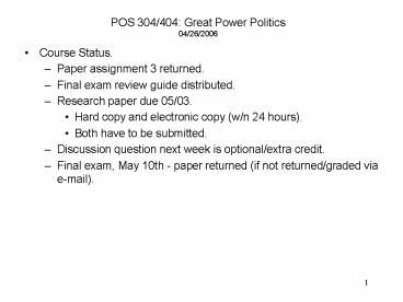 POS 304404: Great Power Politics 04262006