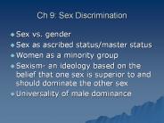 Ch 9: Sex Discrimination