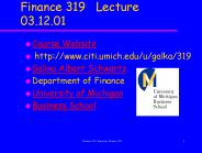 Finance 319 Lecture 03'12'01