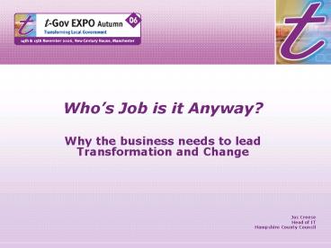 Whos Job is it Anyway