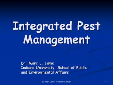 Integrated Pest Management