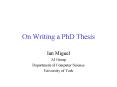 On Writing a PhD Thesis PowerPoint PPT Presentation