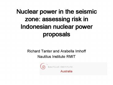 Richard Tanter and Arabella Imhoff